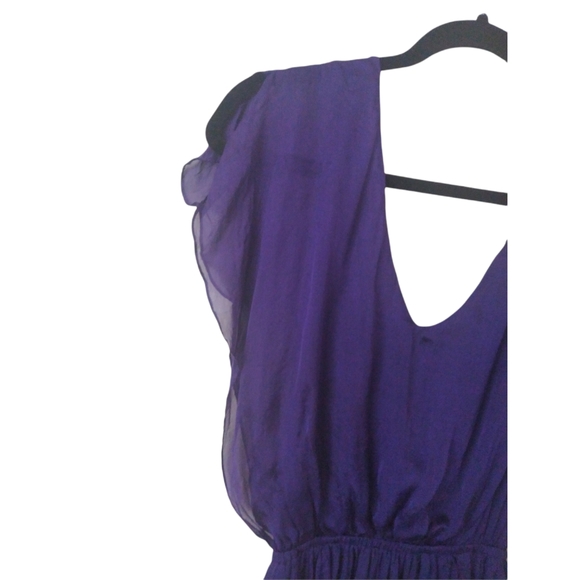 Alice & Olivia Womens Purple Flowy 100% Silk Mini Dress Sm/Med Cap Sleeve A Line - Picture 2 of 16
